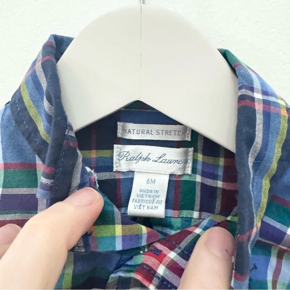 Ralph Lauren Plaid Button down long sleeve - 6months